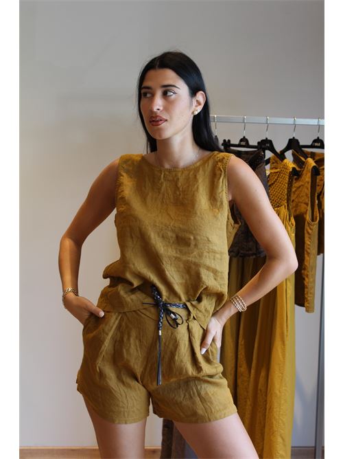 Blusa in lino smanicata DIECI MINUTI | 554441